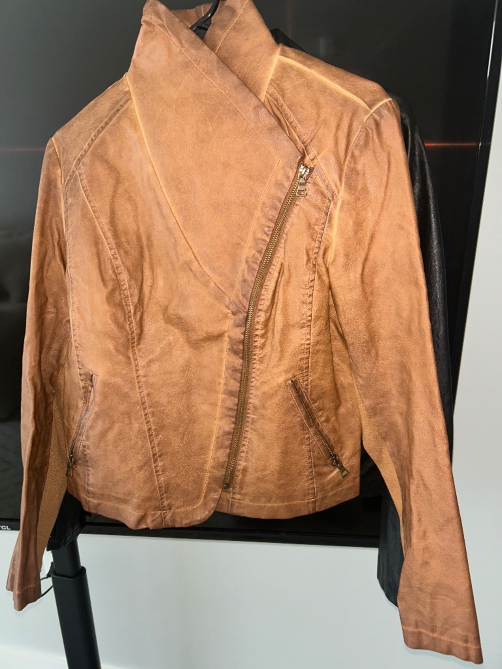 Cognac moto coat